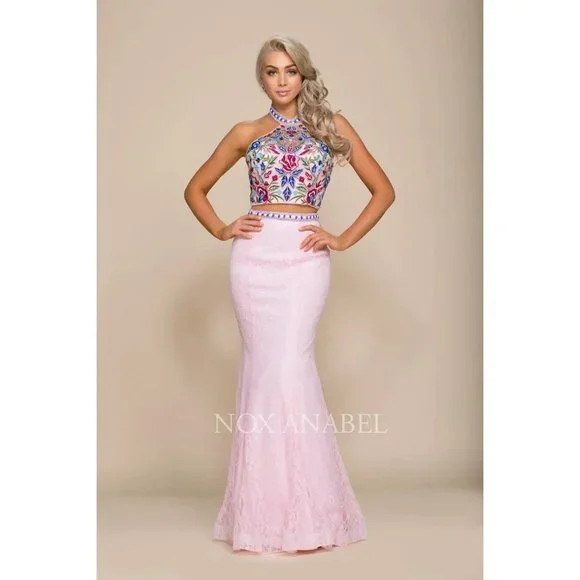 NWT Nox Anabel - 8262 Two Piece Embroidered Mermaid Formal Prom Dress - Picture 4 of 15